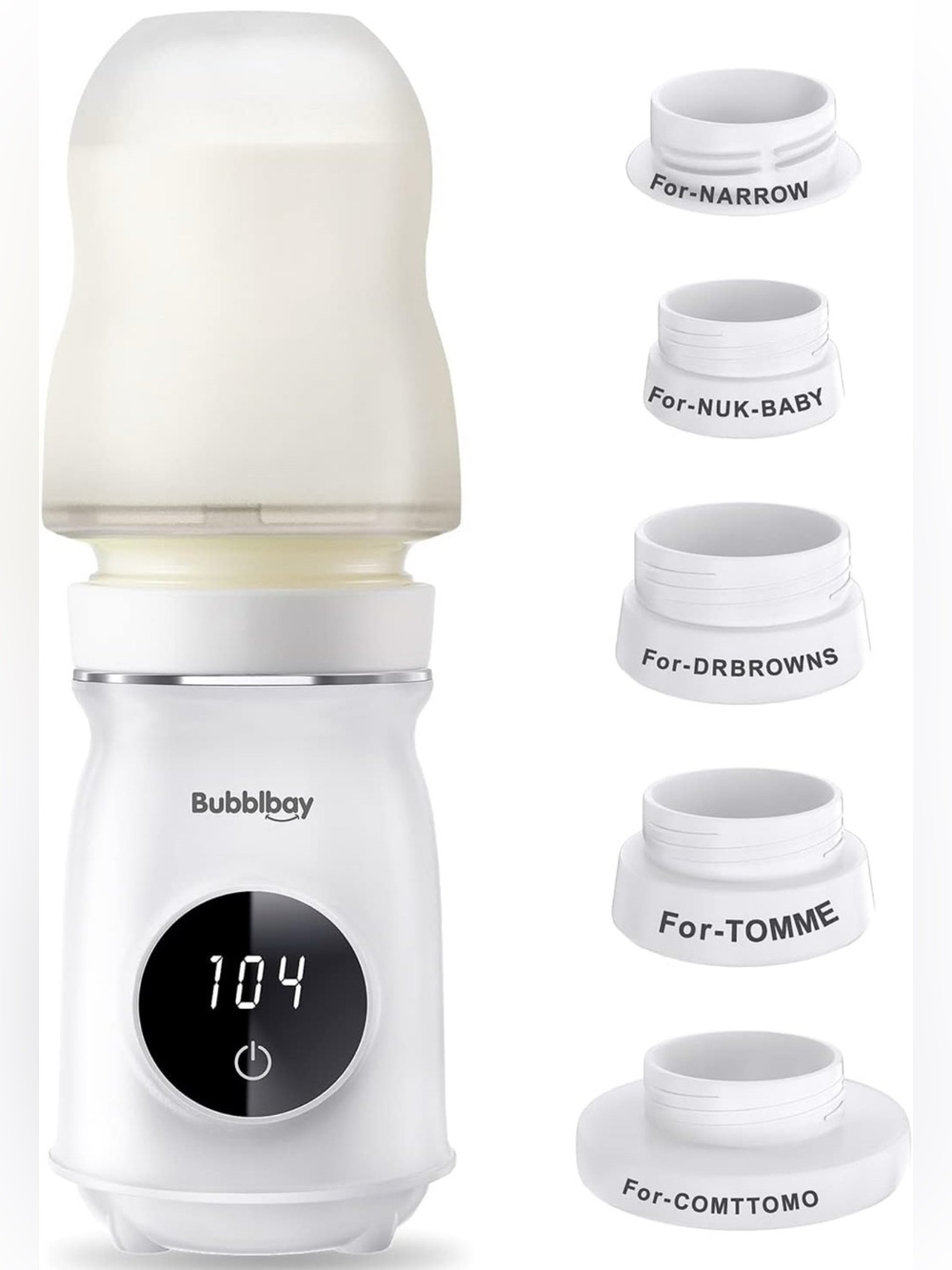 New Bubblbay Portable Bottle Warmer w/104° Digital Thermostat + 5 Adapters